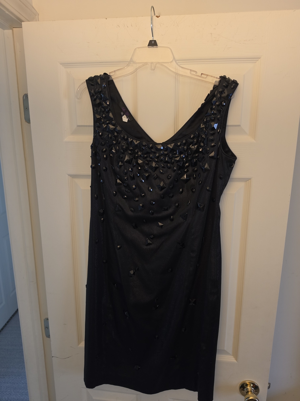 Beaded Black Sleeveless Mini Dress